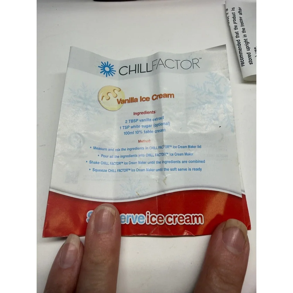 Chill Factor Ice Cream Maker Soft Serve Squeeze Cone Tan White New in Box